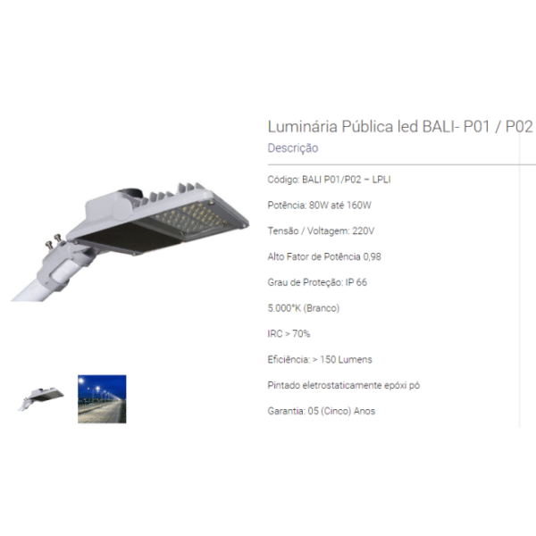Luminária Pública Bali – P01 100W