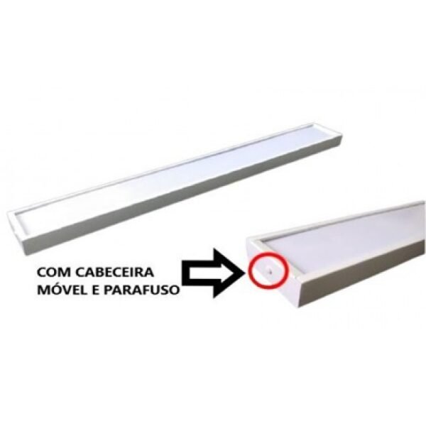 Luminária slim 2×18 20w t8 sobrepor com difusor leitoso sem lampada