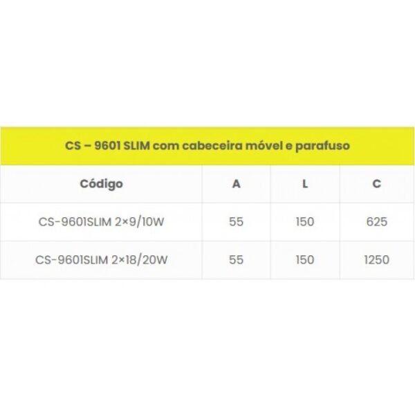 Luminária slim 2×18 20w t8 sobrepor com difusor leitoso sem lampada