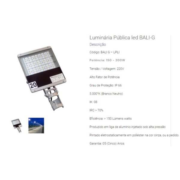 Luminária Pública Bali P03 200W