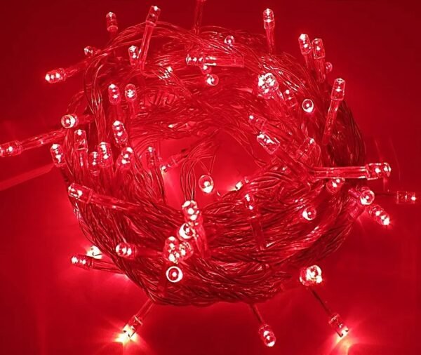 Cordão 100 Leds Fixo, com Strobo10m, prova d’água, 10m, conector M/F, cabo 2,2mm, Fio Vermelho, Led Vermelho110V e 220V