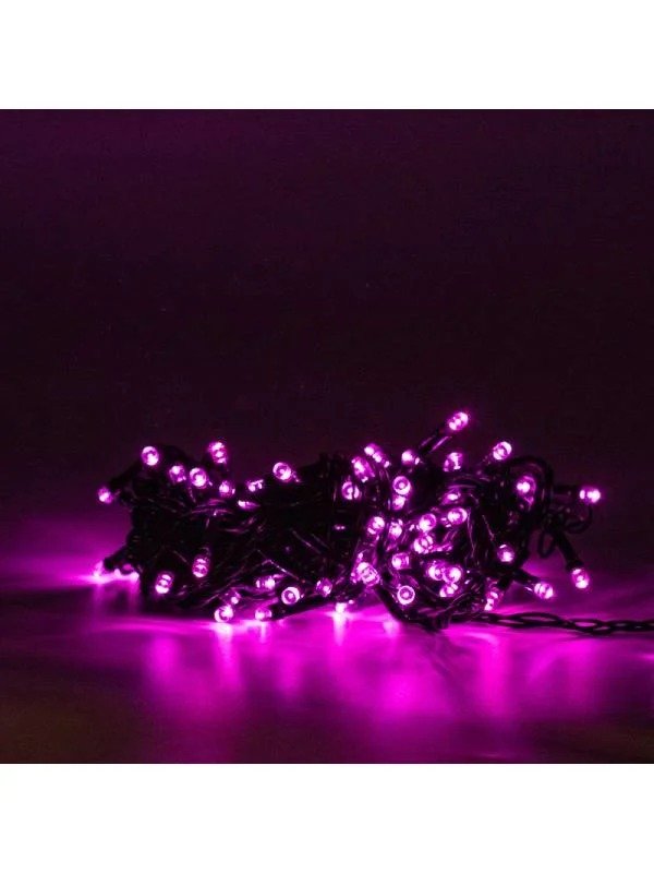 Cordão 100 Leds Fixo, 10m, prova d’água, conector M/F, cabo 2,2mm, Fio Roxo, Led Roxo – 110 e 220v