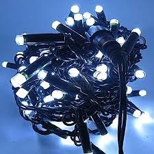 Cordão 100 Leds Fixo, 10m, Prova d’água, Conector M/F, Cabo 2,2mm, fio verde, 220V