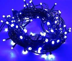 Cordão 100 Leds Fixo, 10m, prova d’água, conector M/F, Cabo 2,2mm, Fio Azul Escuro, Led Azul Escuro 110 e 220V