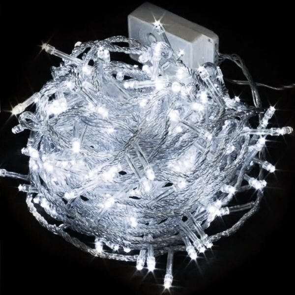 Pisca Pisca 10m, 8 Funções, uso interno – Fio Transparente – 210V