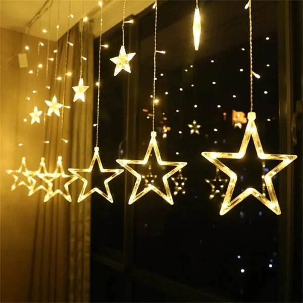 Cascata Estrela em LED com 8 funções | Extensível – branco quente ou branco frio | 110v ou 220v
